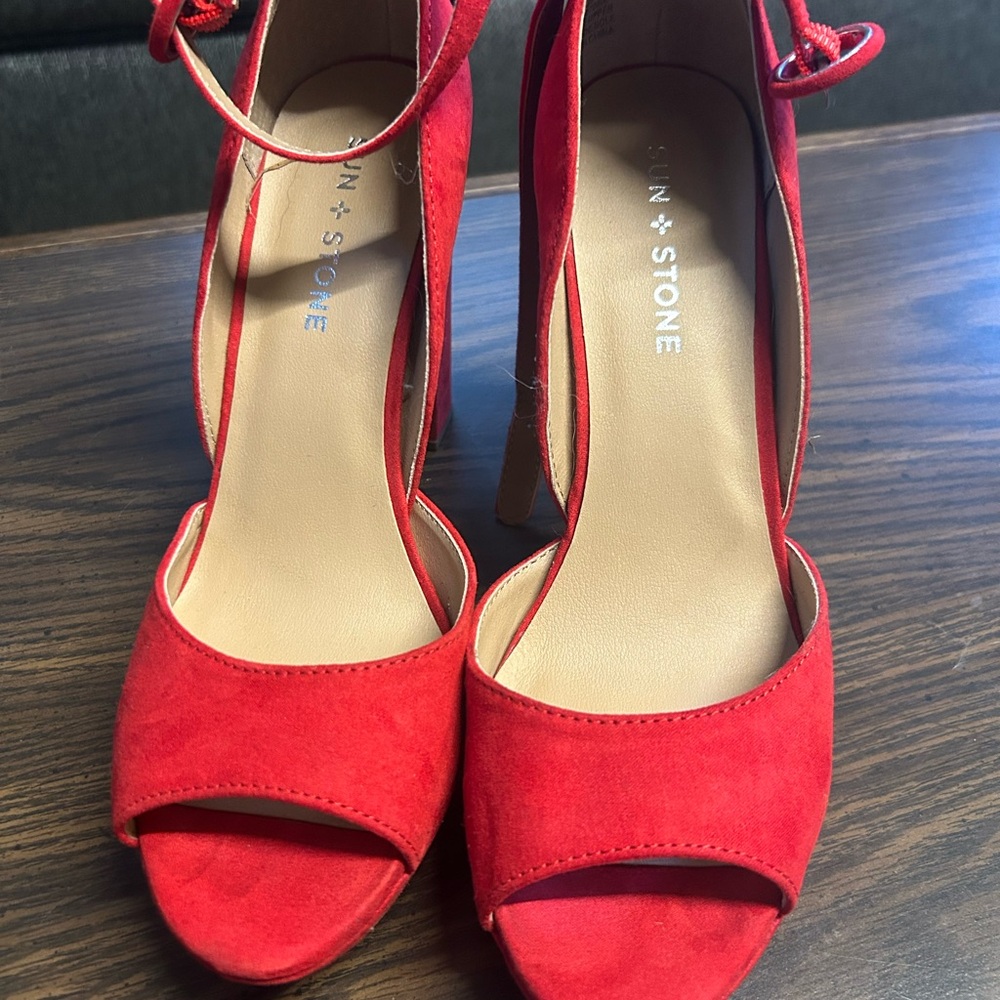 Sun + Stone Vibrant Red Heels